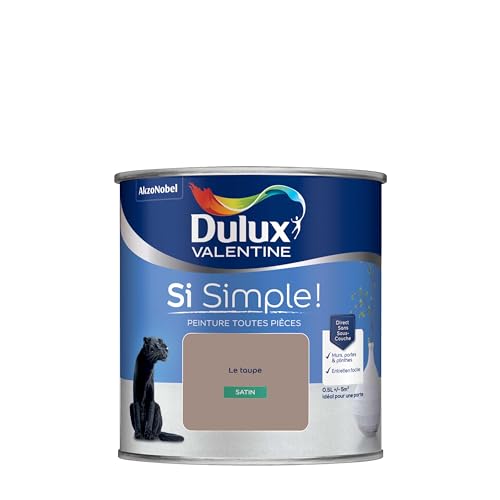 Dulux Valentine Peinture Si Simple Peinture Intérieure Toutes Pièces - Peinture Mur et Plafond, Porte et Plinthe - Couleur : Le Taupe - 0,5 L