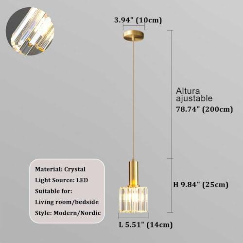 Lámpara de cristal K9 con cable ajustable para isla de cocina 4