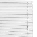 AQS - PVC Venetian Window Blinds - Easy Fit Curtains Trimmable Fittings - Windows Treatment Shutters Twist Open Close - Moisture Resistant Slats Wall & Recess Mount (White, 45W x 150H cm)