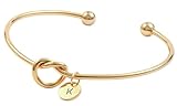 Personalized Knot Initial Cuff Bracelet, Custom Family Tree Bracelet, Bridesmaid, Wedding, Bangle Bracelet Gifts for Her – KBR-TC