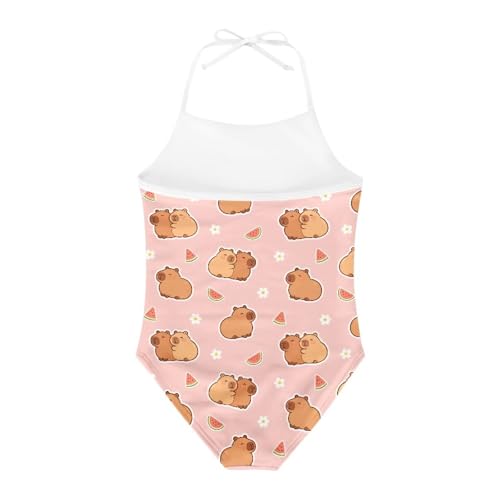 Image of Girls One Piece Swimsuit Summer Quick Dry Beach Sport Bathing Suit Halter Strap 1-10 Little Kids Toddler Swimwear