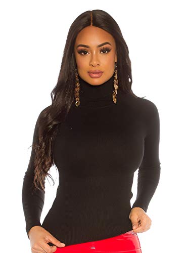 Koucla Basic Rollkragen Pullover Pulli Sweater Rollkragenpullover (Schwarz,...