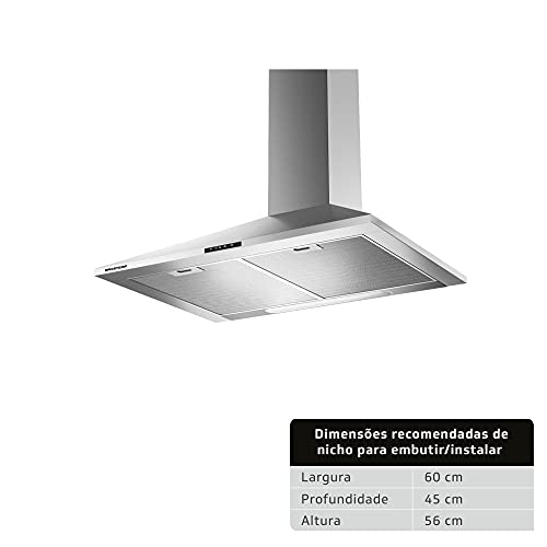Coifa de Parede Brastemp 60 cm Inox piramidal 4 bocas com duplo filtro - BAI60BR 220V