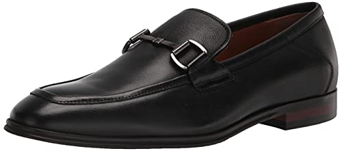 Image of Steve Madden Men's Aahron Slip-On Bit Loafer, Black Leather, 7 M