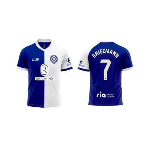 Atlético de Madrid Camiseta Segunda equipación Griezmann 7 réplica Oficial 23-24 Adulto Azul y Blanca (M)