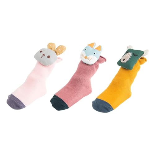 BUUEERR 3 Pairs Toddler Baby Girls Boys Anti-Skid Cartoon Animal Baby Walker Socks