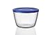 Pyrex Cook N Fresh – Ronde en verre plat de stockage avec couvercle en plastique Bleu cobalt – 1.6L (Ø 17 cm, hauteur 11 cm)