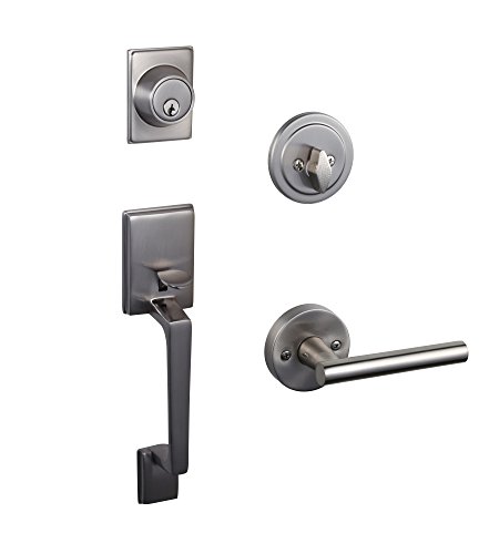 Super Deal Product Design House 581926 Moderno 2-Way Adjustable Eastport Leverset, Satin Nickel, Keyed Entry Handleset, 6 Piece