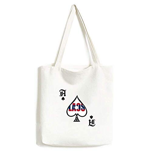 Sac à main lavable Laos grand cabas en tissu imprimé drapeau laotien pour voyage