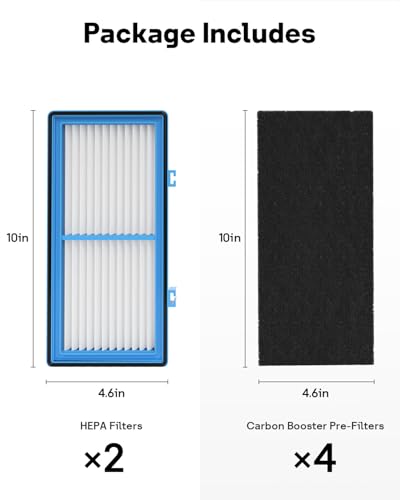 Leemone Aer1 Filter Ersatz für Holmes Air Puri- fiers HAPF30AT (4 echte HEPA- Filter + 8 Kohle- Booster- Filter), 12 Stück-6