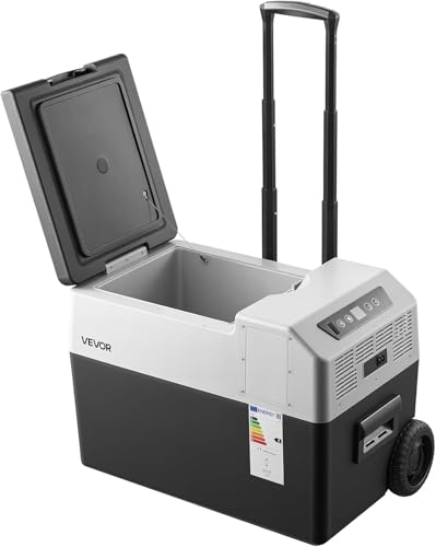 VEVOR Nevera Portátil para Coche 30 L con Compresor, Refrigerador para Coche Temperatura Ajustable de -22 a 10 °C, 12/24 V CC y 100-240 V CA, con Ruedas y Asa Retráctil, para Autocaravanas, Camping