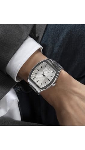 Image of GUESS Silver-Tone Barrel Analog Watch
