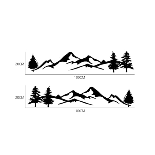 Image of 2PCS Car Side Sticker Rear Window Mountain Tree Forest Pattern Decal, DIY Vinyl Decal Accessories for Car Truck SUV RV Camping Trailer, 47.24 inchx9.84 (Gloss Black)