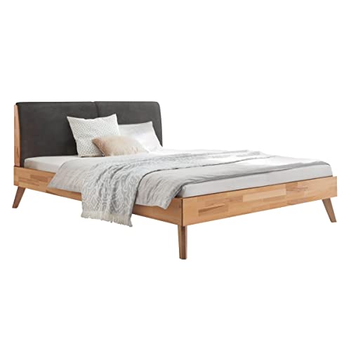 Hasena Bett Simone 20 Kernbuche Polsterkopfteil Smoke 160x200