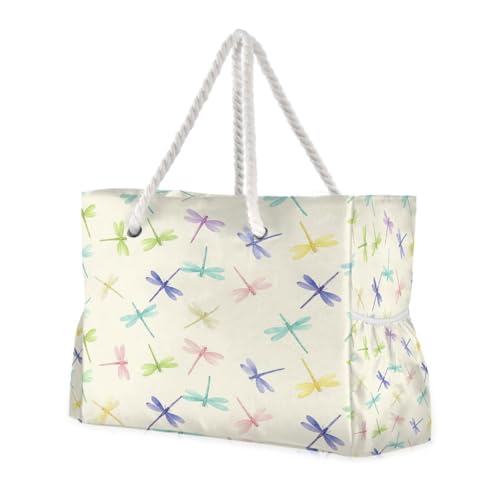 Grand sac de plage libellules avec fermeture éclair et poches pour sport