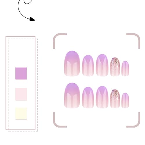 Press on Nails Almond Shaped Fake Nails Glossy Stick on Nails Natural Full Covers False Nails Acrylic Glues on Nails - Image 4