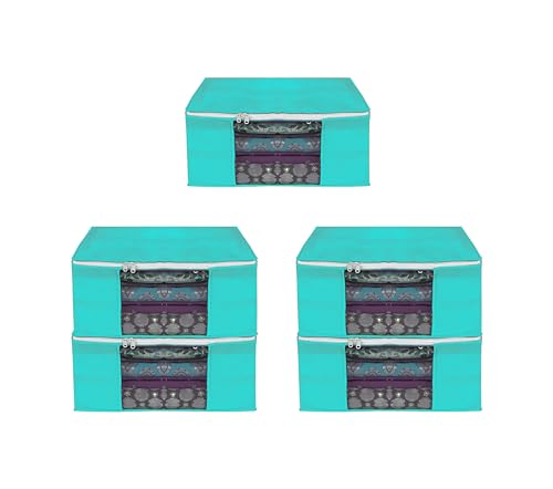 Image of AI ANKIT INTERNATIONAL Saree Cover Bag /Solid Green Clothes Storage Bag /Saree Covers For Storage /Pack of 5