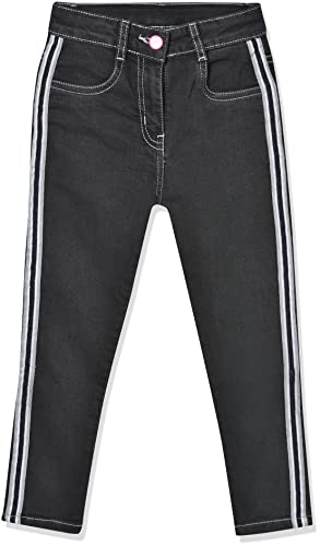 Image of Amazon Brand - Jam & Honey Girls Cotton Rich Lightweight Breathable Mid Rise Jeans | Stylish Star Design | Regular Fit | Age 2-13 Years