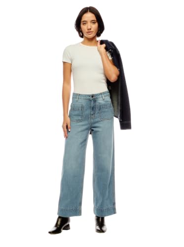 Image of INKD Premium Women's Wide Leg Denims - High Rise | 100% Cotton | Full Length Wide Leg Jeans for Woman|70's Style | Patch Pocket | 4 Pocket Styling | Jeans for Women