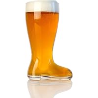 Glass Beer Boot Mug - 1300ml/750ml Large Capacity Cowboys Boot Cup with Handle, Dishwasher Safe Oktoberfest Party Accessory, Das Boot Style Beer Drinking Glass for Gifts