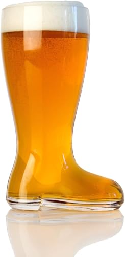 Glass Beer Boot Mug - 1300ml/750ml Large Capacity Cowboys Boot Cup with Handle, Dishwasher Safe Oktoberfest Party Accessory, Das Boot Style Beer Drinking Glass for Gifts (1300mL)