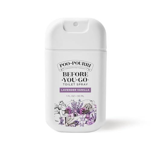 Poo-Pourri Before-You-Go Pocket Toilet Spray, Travel Essentials, Lavender Vanilla, 1 Fl Oz, Up to 50 Uses, On-The-Go Bathroom Odor Deodorizer with Essential Oils, TSA Approved Size