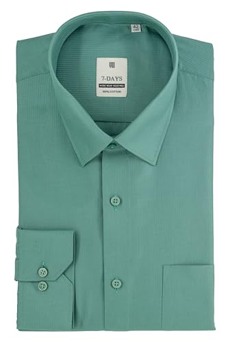 Image of 7-DAYS Men's Premium Formal Shirt - 100% Pure Cotton, Regular Fit, Plain, Full Sleeves, with Pocket - Perfect for Office Wear & Under Suits