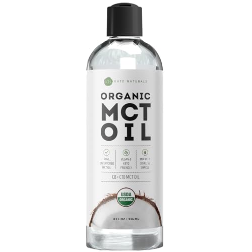 Kate Naturals MCT Oil for Coffee. Pure Coconut MCT C8 and C10 Oil (8oz, Organic, Unflavored)