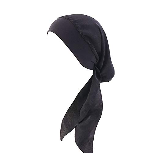 PB-SOAR Damen Kopftuch Kopfbedeckung Turban Bandana Schal Tuch Mütze für Haarverlust Chemo Krebs (Schwarz)