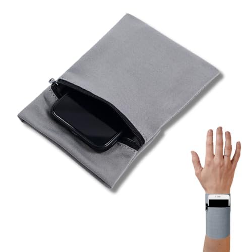 Crysendo Multipurpose Wristband Wallet for Outdoor Activities | Stretchable Wrist Band with Pocket & Zipper | Armband for Mobile, Money, Cards, Key(Grey) (B0D7ZK35TC) Amazon Price History, Amazon Price Tracker
