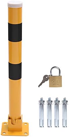 TOPWAY Car Parking Space Lock Bollard, High Visibility Yellow and Red Lockable Fold Down Car Parking Barrier, Private Car Park Driveway Guard Saver Blocker, 60cm Height, Budget Range