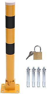 TOPWAY Car Parking Space Lock Bollard, High Visibility Yellow and Red Lockable Fold Down Car Parking Barrier, Private Car Park Driveway Guard Saver Blocker, 60cm Height, Budget Range