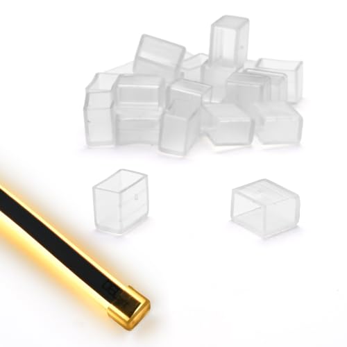 Image of Yescom 20-Pack Clear Silicone Neon Rope Light End Caps for BiLume 2700K