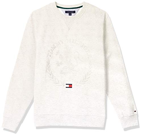 Tommy Hilfiger unisex adult Tommy Hilfiger Men's Logo Crewneck Sweatshirt, Abk02bl Heather, XX-Large US