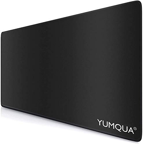 YUMQUA Extended Gaming Mouse Pad 31.5Ã—11.8Ã—0.12 inches with Stitched Edge & Non-Slip Rubber Base, Premium-Textured Large Mousepad Mouse Pad for Laptop Desk Computer, Black