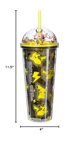 Image of Silver Buffalo Pokemon Lightning Pikachu, Dome Top Travel Tumbler, 24oz | 0.71 Liters