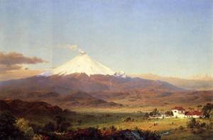Tableau Cotopaxi 1855 reproduction peinture à l'huile Frederic Edwin Church 50x60 cm