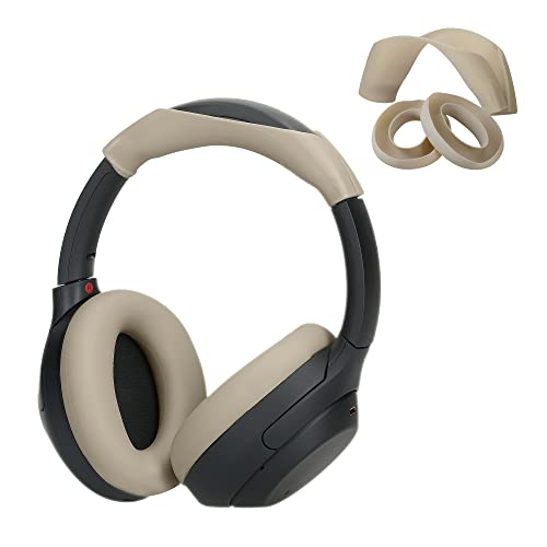 kwmobile Silicone Headband and Ear Pads Cover Set Compatible with Sony WH-1000XM4 / WH-1000XM3 - Covers - Beige