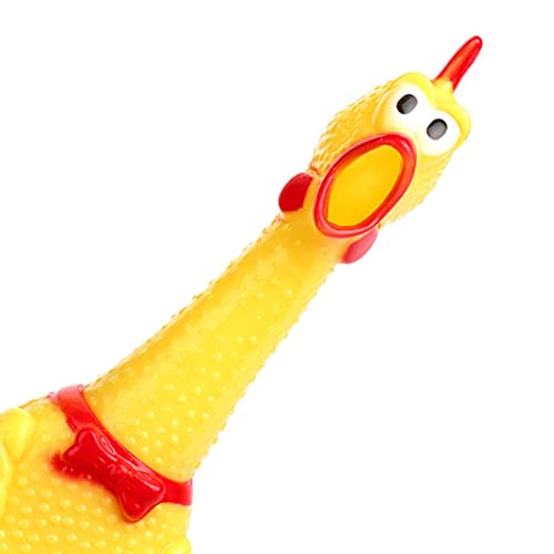 XFLYP 2 Stück 32cm Gummi Schreiend Hühner Spielzeug, Hundespielzeug Rubber Screaming Chicken Yellow Quietschende Dekompression Kleines Spielzeug zum Reinigen der Zähne