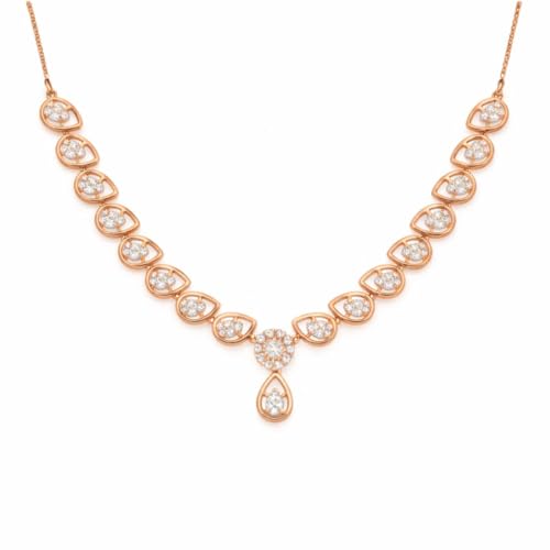 Image of Nilu's Collection Rose Gold Plated Necklace Set With Matching Earrrings For Women And Girls | Anti-Tarnish | Anti-Allergy| Anniversary Gift |Gifting