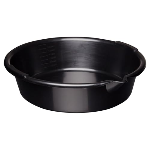 Oil Drain Pan 7-Quart Oil Change Pan with Built-in Scale and Spout Portable Waste Oil Catch Basin for Garage and Car Engine Maintenance Black