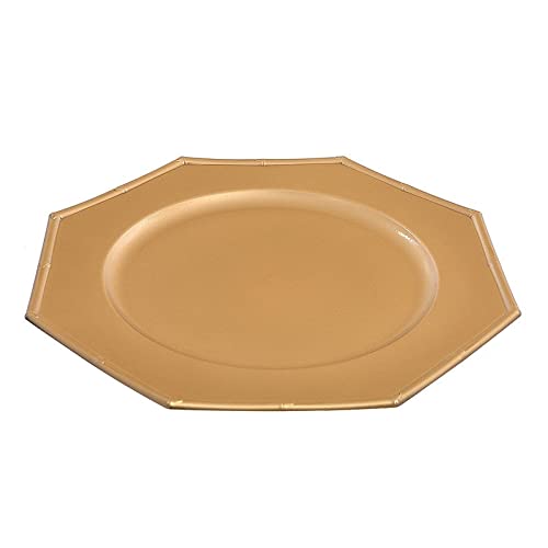 Platos cargadores octagonales dorados 13" set x6