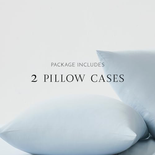 Image of Linen Closet Luxury Cotton 144 Thread Count Organic Cotton King Pillowcases, Set of 2, Light Blue