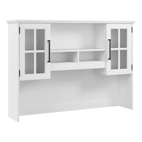 BOWERY HILL Modern 60W Computer Desk Hutch, White Ash Finish,
