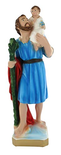 Ferrari & Arrighetti Statua San Cristoforo in gesso dipinta a mano - circa 30 cm