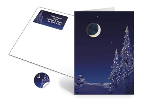 Silent Night Christmas Holiday Card - 36 Personalized Christmas Cards,