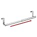 mDesign Adjustable, Expandable Kitchen Over Cabinet Towel Bar - Hang on Inside or Outside of Doors, Storage for Hand, Dish, Tea Towels - 9.25 to 17 Wide - Brushed Stainless Steel