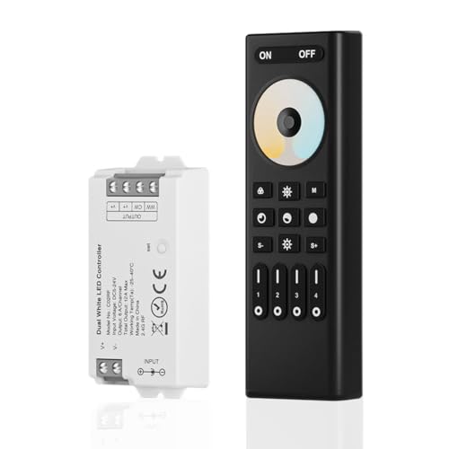 Image of SEZO 2.4G RF CCT Controller Kit C02RF Controller & RC02RFB 4-Zone Wireless Remote Control Group Control Color Temperature Adjustable for CCT Tunable Dual White 2700K-6500K LED Strips