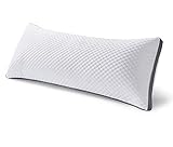 Oubonun Luxury Adjustable Full Body Pillow, Supportive Fluffy Long Bed Pillow for Sleeping, Large Pillow for Side Sleepers,Premium Honey-Bomb Design, White-Grey Side