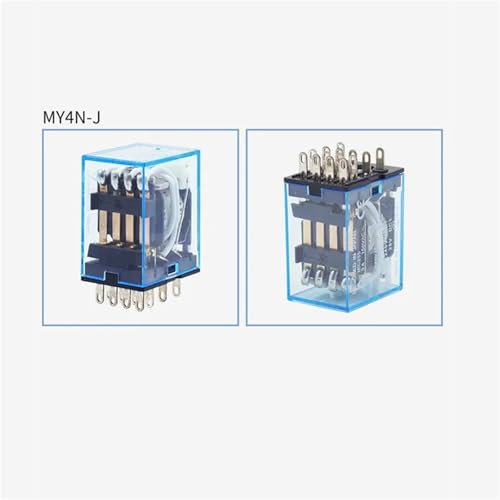 Relé electromagnético MY4NJ AC 220V con base de 14 pines para carril DIN 3